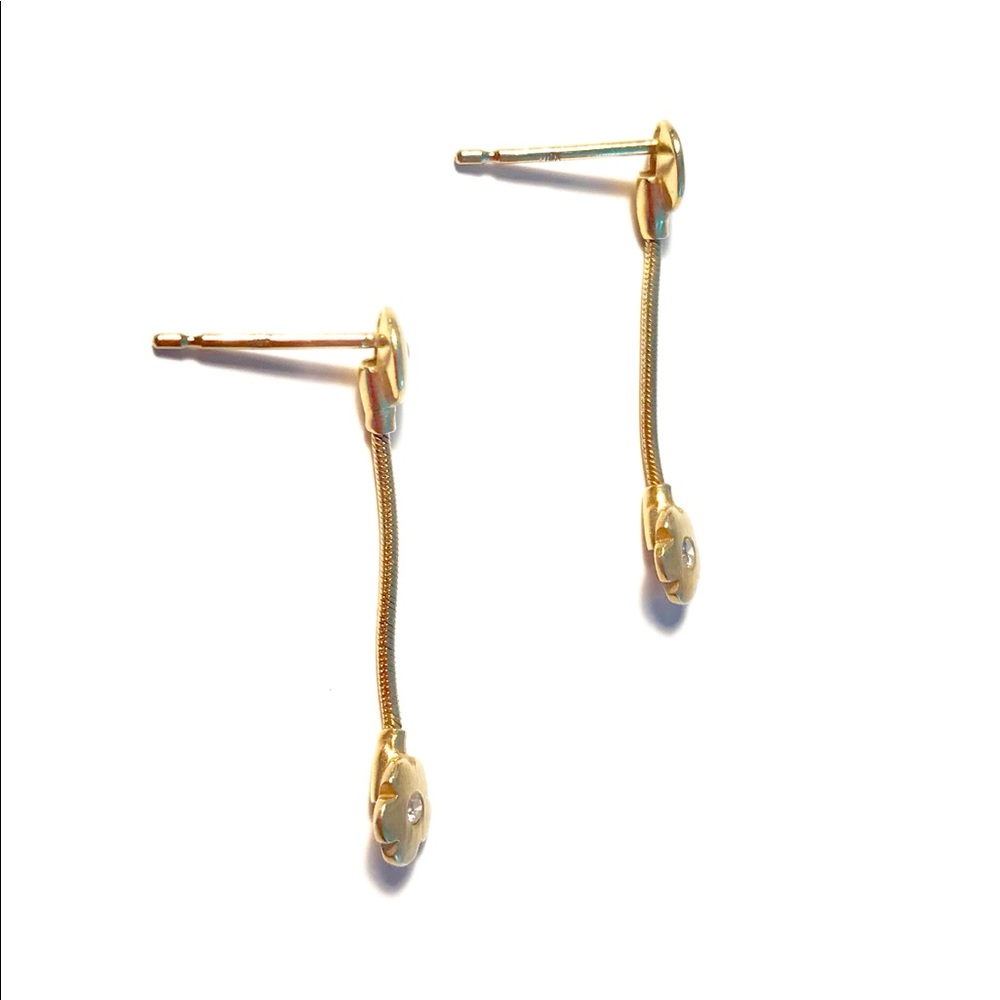 SOLD ANTONIO BERNARDO Solid 18K GOLD Diamond Drop Movement Earrings